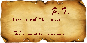 Proszonyák Tarcal névjegykártya